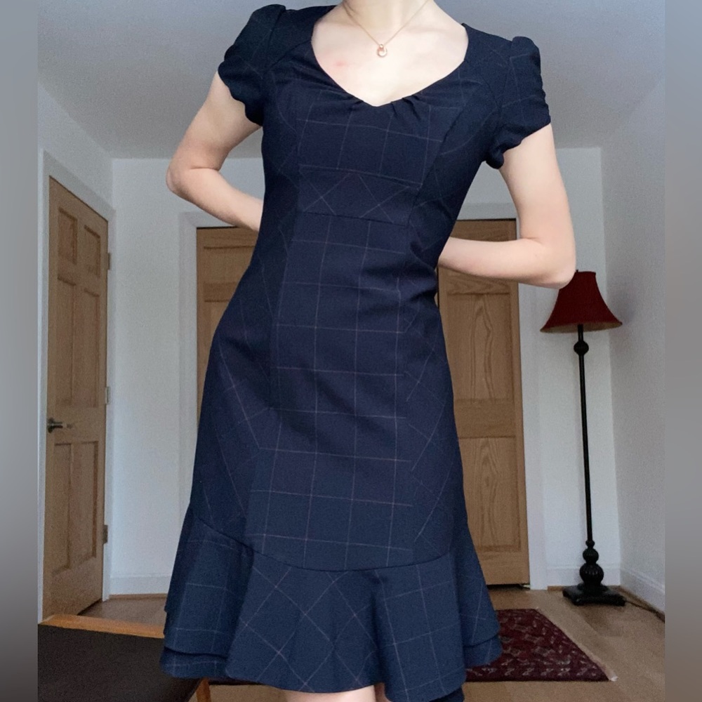 beautiful vintage style dark blue dress
